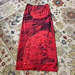 Vivienne Tam Red Rose Maxi Skirt sz 3